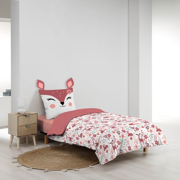 Set copripiumino e federa da bambini bianco/rosa in cotone per letto singolo 140x200 cm Bichette – douceur d'intérieur-image-4