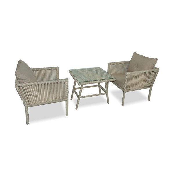 Set da giardino in rattan artificiale beige per 2 persone Shangai 2 - Floriane Garden