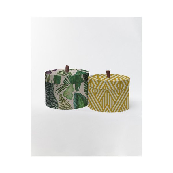 Set di 2 scatole rotonde in velluto Leaves - Velvet Atelier