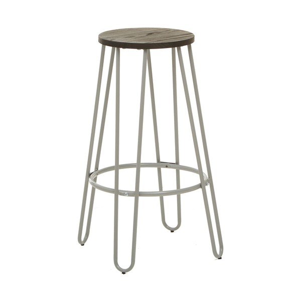 Sedia da bar grigia/colore naturale scuro in olmo massiccio (altezza della seduta 75 cm) District – Premier Housewares