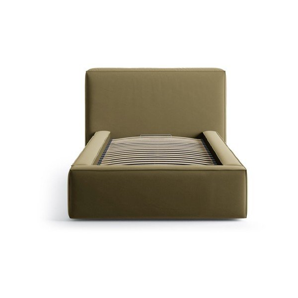 Letto singolo imbottito verde con contenitore con rete inclusa 90x200 cm Jodie – Micadoni -image-3