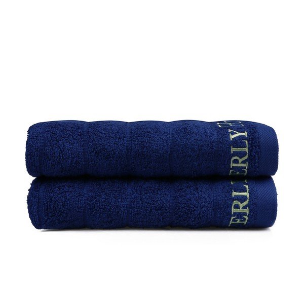 Set di 2 asciugamani blu scuro, 90 x 50 cm - Unknown-image-4