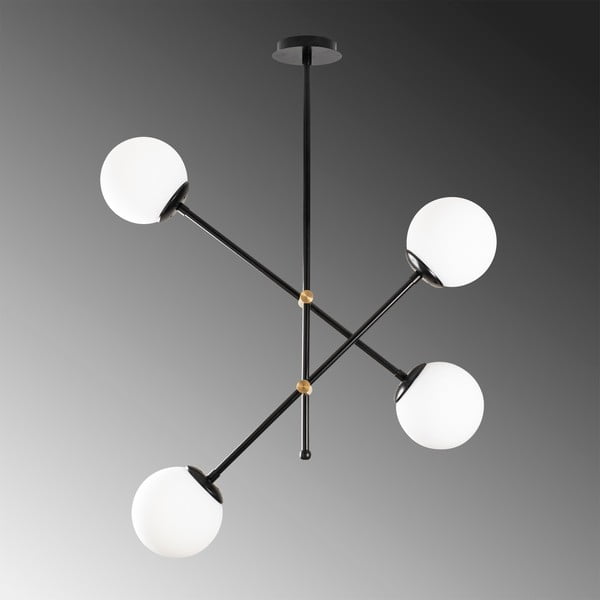 Lampadario nero con paralume in vetro Best – Opviq lights-image-1