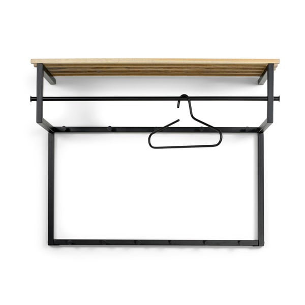 Attaccapanni da parete nero/di colore naturale in metallo con scaffale 100 cm Rizzoli – Spinder Design-image-2