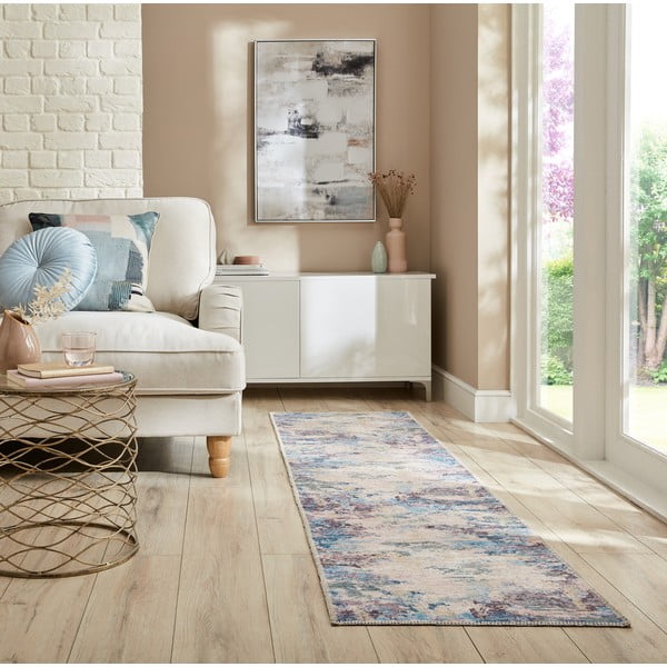 Runner lavabile blu-viola in fibra riciclata 60x230 cm Reid - Flair Rugs-image-1