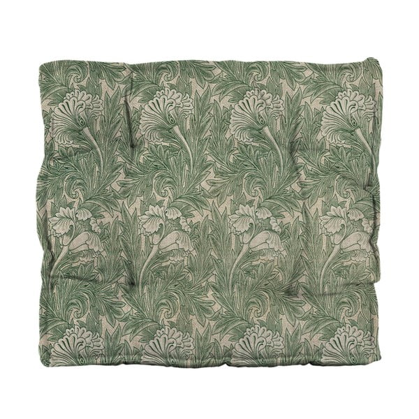 Cuscino di seduta Green Flowers in misto lino verde, 37 x 37 cm - Tierra Bella-image-2