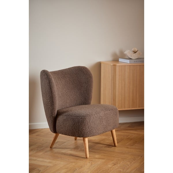 Poltrona marrone in tessuto bouclé Elmont - Actona-image-1