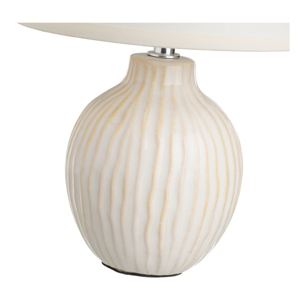 Lampada da tavolo in ceramica color crema con paralume in tessuto (altezza 28 cm) - Casa Selección-image-4