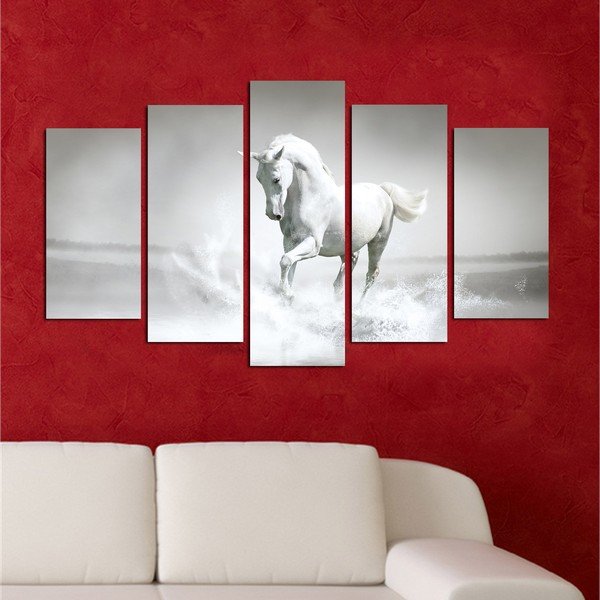 Pittura in più parti Cavallo bianco, 110 x 60 cm - Charm-image-1