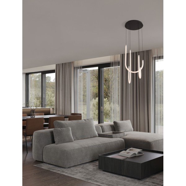 Lampadario LED bianco/nero opaco in acciaio con paralume in vetro acrilico con intensità regolabile ø 41 cm Topaz – Nova Luce-image-1