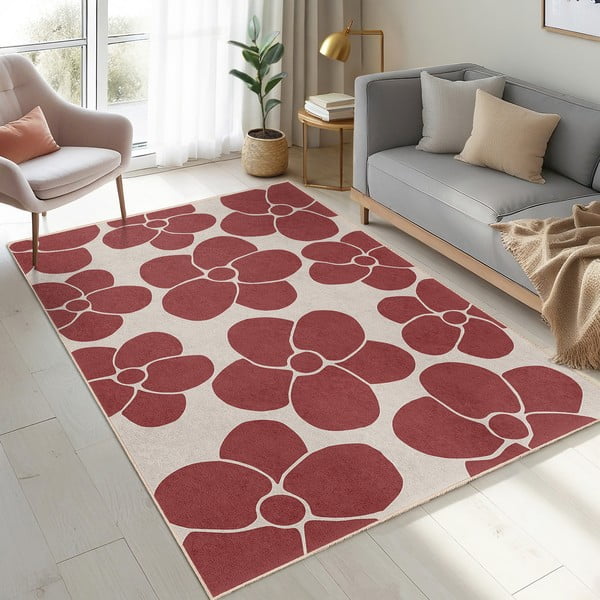Tappeto rosso lavabile 120x180 cm Red Meadow – Mila Home-image-4