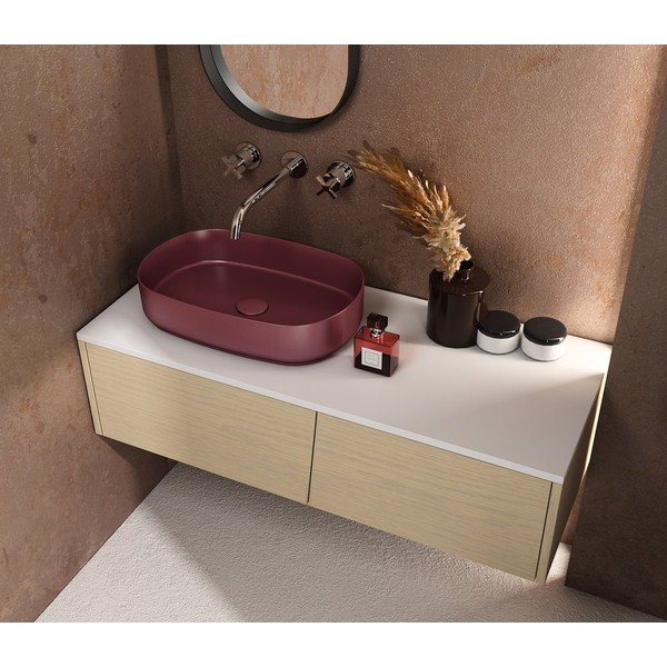 Lavabo in ceramica borgogna , 55 x 36 cm Infinity Oval - Sapho-image-4