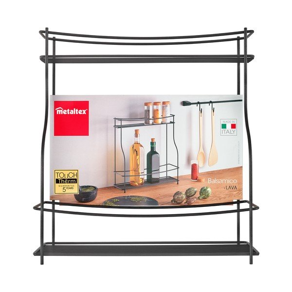 Scaffale aggiuntivo nero a due livelli per la cucina Lava Balsamico - Metaltex-image-3