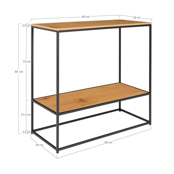 Consolle con piano in rovere decorato in colore naturale 80x36 cm Vita - House Nordic-image-4
