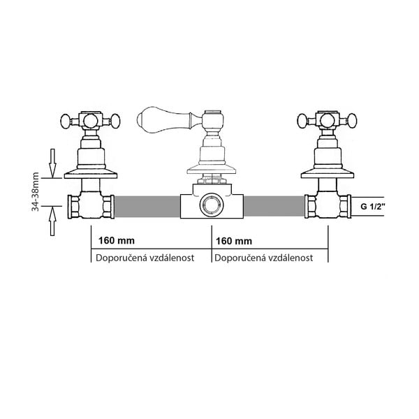 Rubinetto per doccia in argento lucido/dorato da incasso (con due uscite) Antea – Sapho-image-3