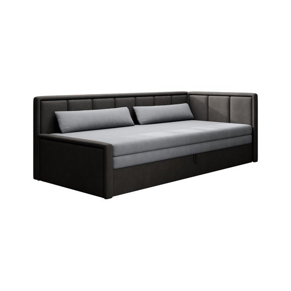 Divano grigio scuro allungabile/con contenitore e rivestimento in ciniglia 214 cm Fulgeo – ELTAP