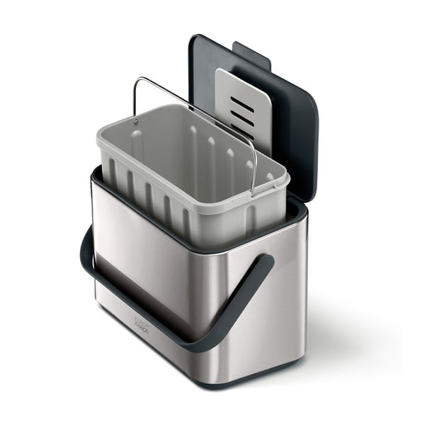 Pattumiera per rifiuti compostabili argentato 4 l Collect - Joseph Joseph-image-1