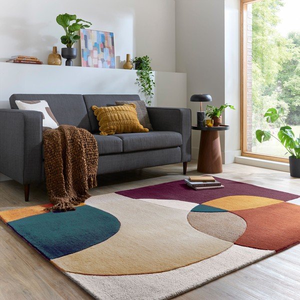 Tappeto viola in lana tessuto a mano 160x230 cm Glow Purple Multi – Flair Rugs-image-1