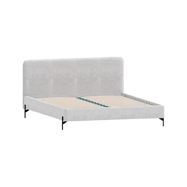 Letto matrimoniale imbottito grigio chiaro con griglia 140x200 cm Barker - Ropez