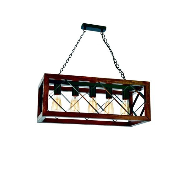 Lampada a sospensione in legno di carpino Zikzak Rustik 5li - Beacon