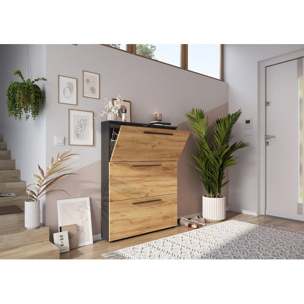 Scarpiera a battente grigio scuro in rovere Wildomar - Germania-image-4