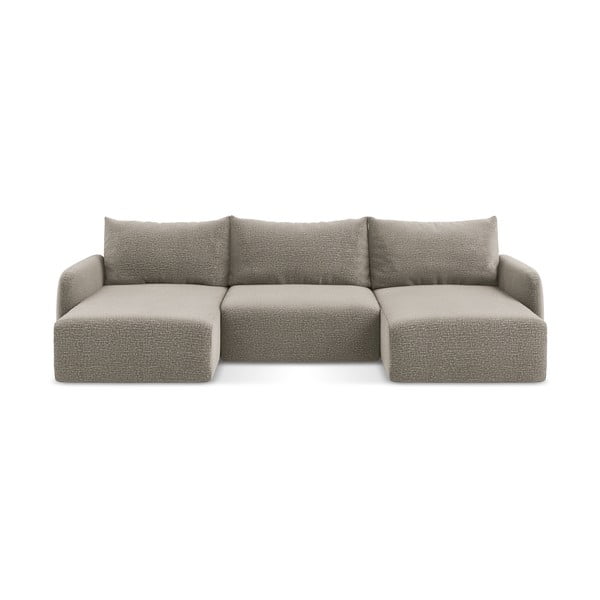 Divano letto beige con contenitore divano ad angolo Kalena - Makamii