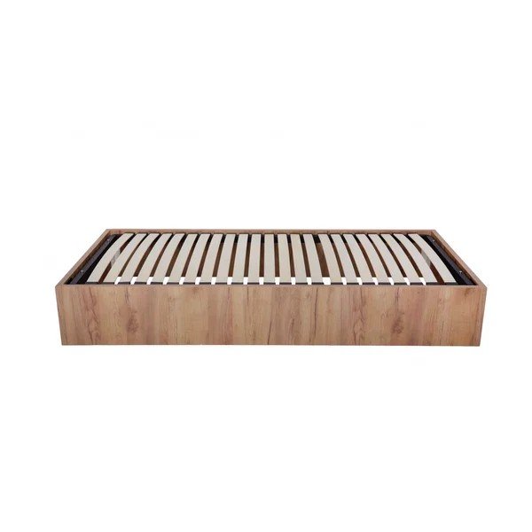 Letto singolo colore naturale chiaro in truciolato con contenitore/senza testiera con rete inclusa 90x190 cm Nira – Bobochic Paris-image-3