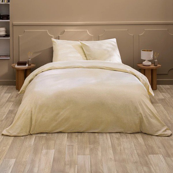 Set copripiumino e federa di colore naturale in misto lino per letto matrimoniale 3 pezzi 240x220 cm Ariane – douceur d'intérieur