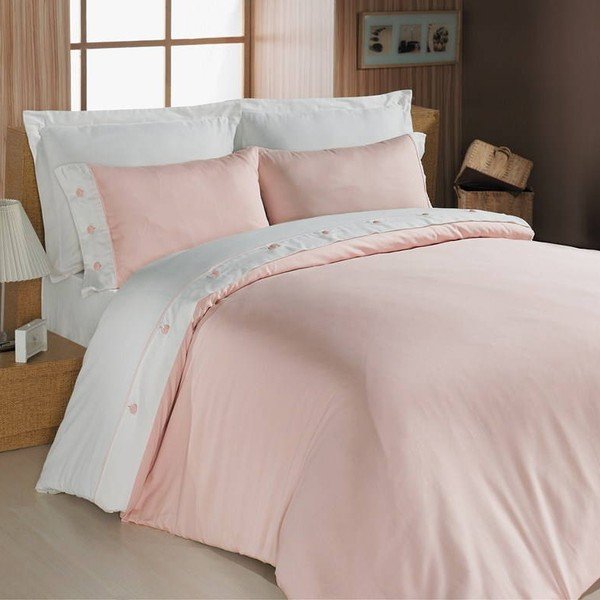 Povlečení na dvoulůžko s prostěradlem Pink Premium, 200 x 220 cm