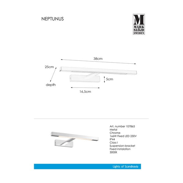 Lampada da parete a LED in argento (lunghezza 38 cm) Neptunus - Markslöjd-image-2