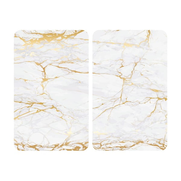Set di 2 copri stufe in vetro in marmo bianco-oro, 52 x 30 cm Universal - Wenko