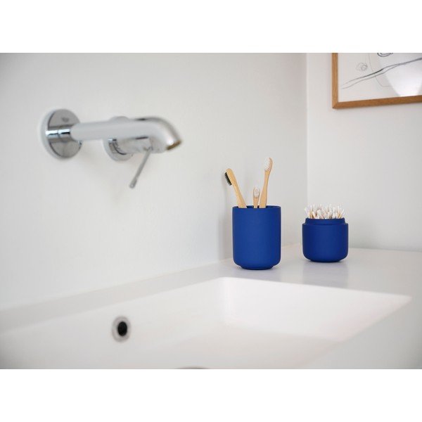 Organizer da bagno in gres blu per tamponi di cotone Ume - Zone-image-1