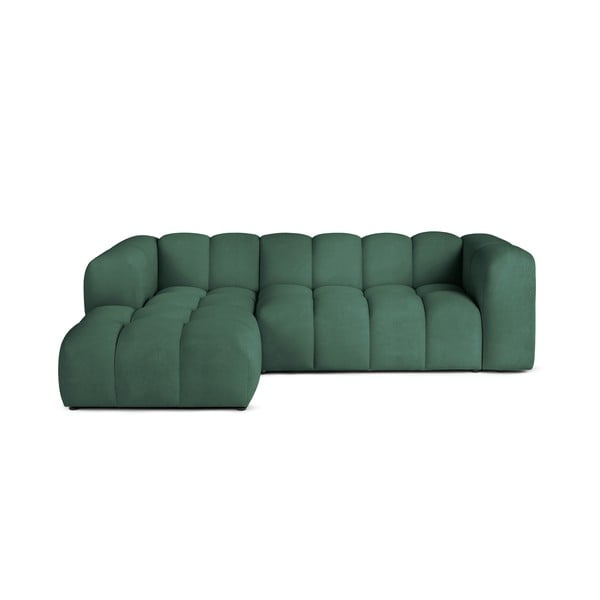 Divano angolare verde (con penisola a sinistra/con chaise lounge) con rivestimento in velluto Cube – Bonami Selection