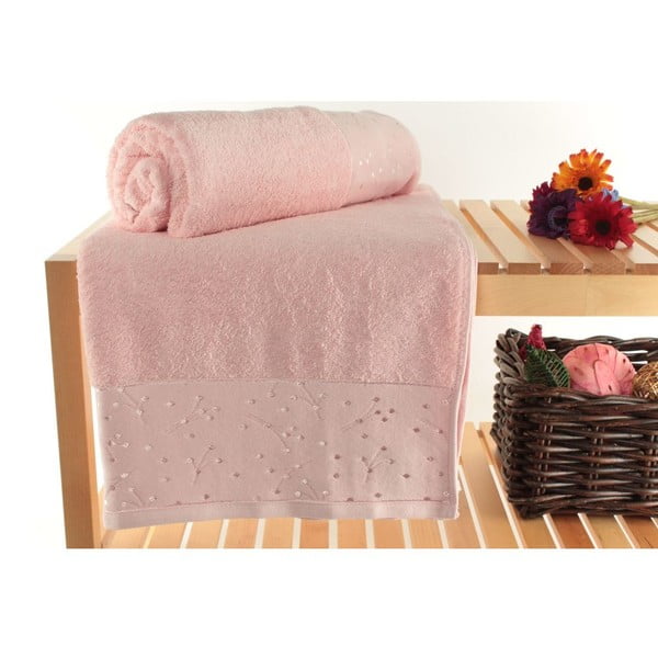 Set di 2 asciugamani in puro cotone rosa Tomur, 90 x 150 cm - Foutastic