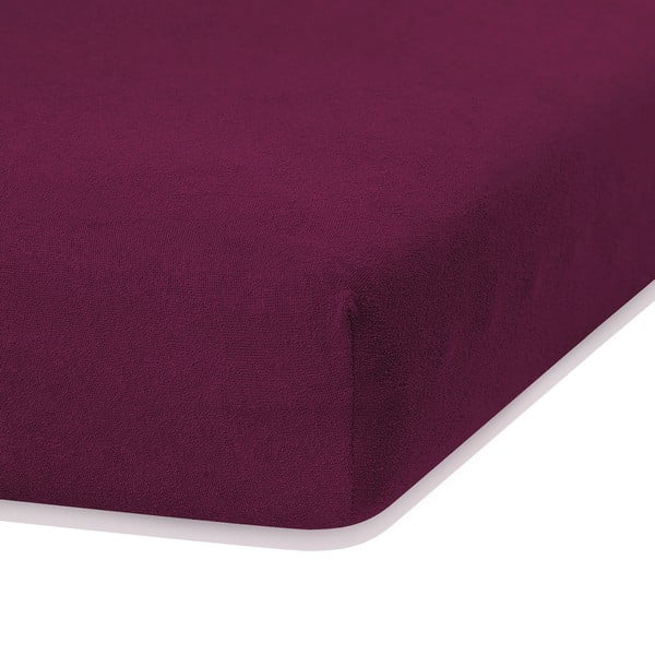 Lenzuolo elastico viola scuro ad alto contenuto di cotone, 160/180 x 200 cm Ruby - AmeliaHome
