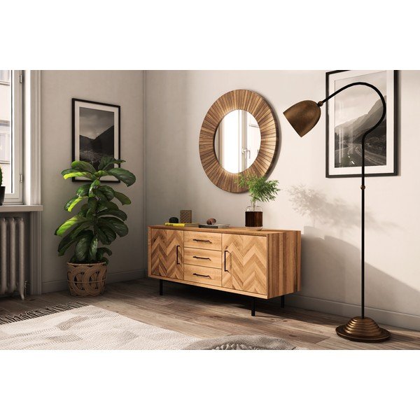 Cassettiera bassa in legno di quercia in colore naturale 144x65 cm Abies - The Beds-image-1