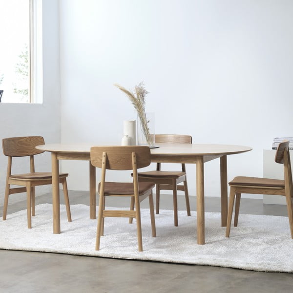 Sedia da pranzo in similpelle in colore marrone cognac-naturale Livo - Unique Furniture-image-1