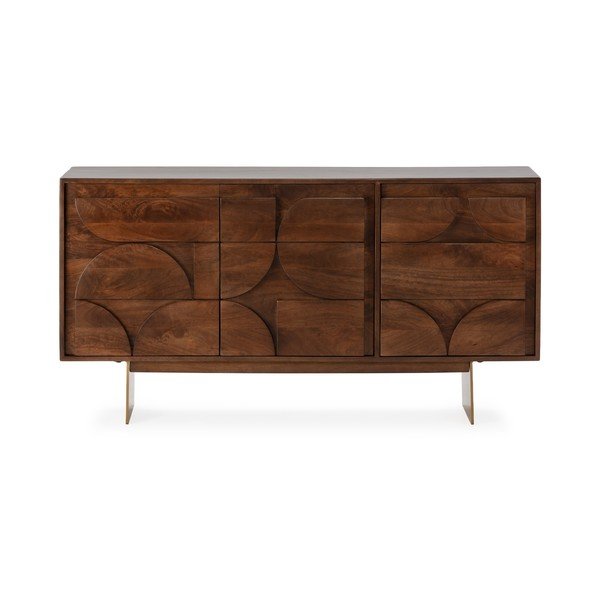 Cassettiera marrone in mango massiccio 145x76x40 cm Trisha – MOME