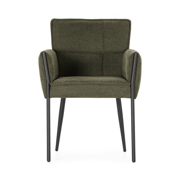 Sedia da pranzo verde imbottito con braccioli Vesta – MOME-image-3