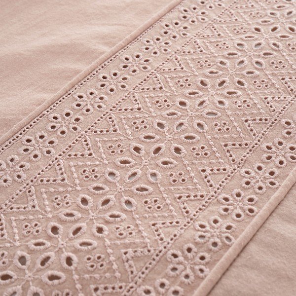 Set copripiumino e federa rosa per letto matrimoniale e per letto esteso 230x220 cm Broderie Anglaise – Catherine Lansfield-image-3