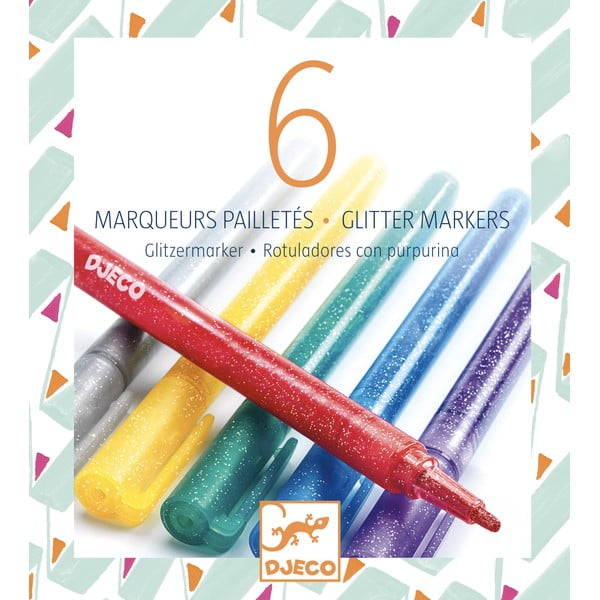 Set di 6 pennarelli glitterati Glitter - Djeco-image-1