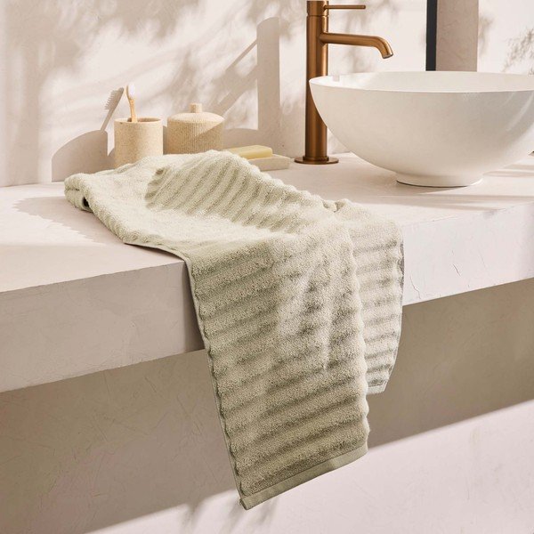 Asciugamano tipo terry beige in cotone 50x90 cm Maya – douceur d'intérieur-image-1