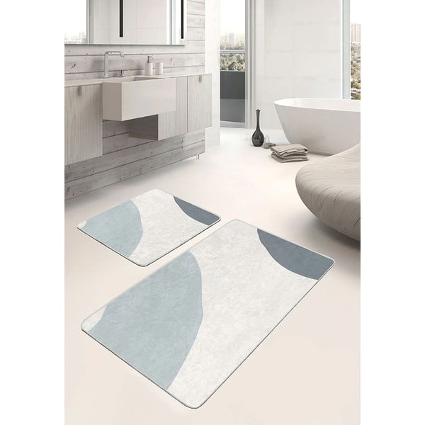 Set di tappetini per il bagno in velluto grigi/crema 2 pz 60x100 cm Abstract Shapes – Mila Home-image-2