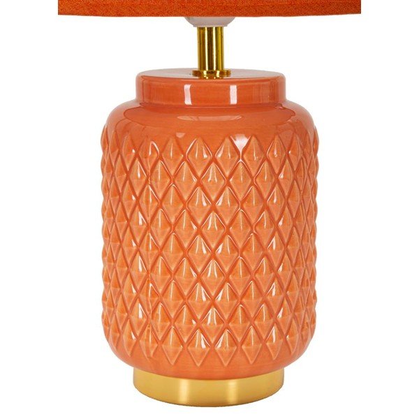 Lampada da tavolo arancione in ceramica con paralume in tessuto (altezza totale 44 cm) – Mauro Ferretti-image-2
