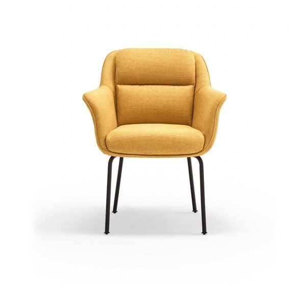 Sedia da pranzo color senape in imbottito con braccioli Sadira – Teulat-image-2