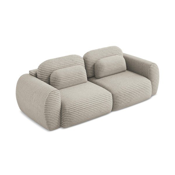 Divano marrone chiaro allungabile/con contenitore con rivestimento in velluto a coste 266 cm Kini – Makamii-image-4
