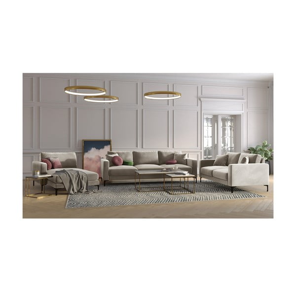Poltrona lounge in velluto beige, angolo sinistro Harmony - Kooko Home-image-4