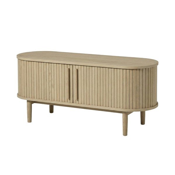 Mobile TV colore naturale chiaro con effetto rovere 140x56x40 cm Meta – Unique Furniture