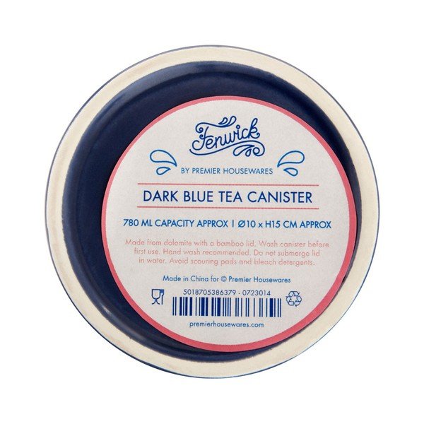 Scatola da tè blu scuro con coperchio in bambù Fenwick - Premier Housewares-image-3