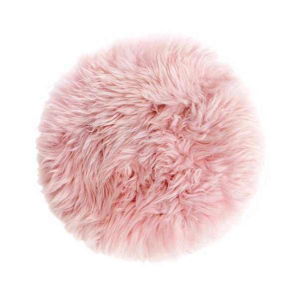 Sgabello con seduta in pelle di pecora rosa , ⌀ 36 cm - Royal Dream-image-2